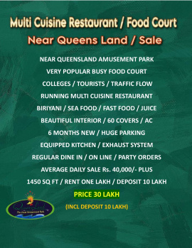 Excellent High Class Running Pure Vegetarian Restaurant / Sale / OMR / Chennai. REDUCED PRICE..