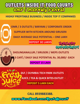 HIGHLY PROFITABLE BUSINESS / CATERING ORDER & OUTLETS INSIDE TOP IT COMPANIES