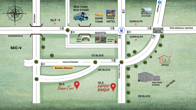 1 BHK Flats & Apartments for Sale in New Town, Kolkata (475 Sq.ft.)
