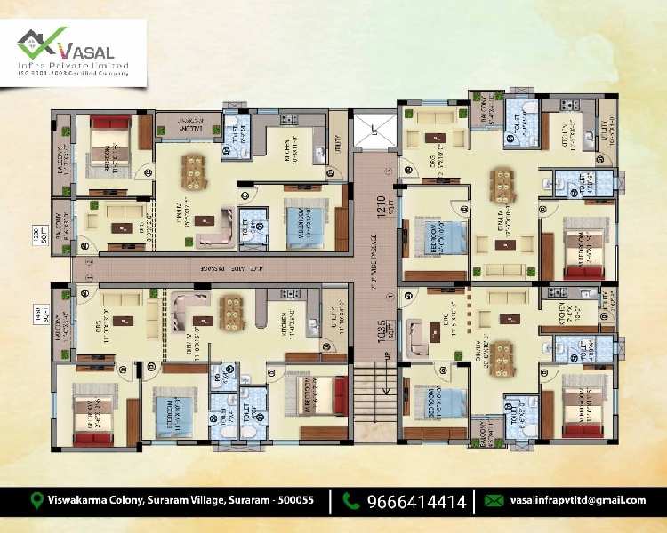 2 BHK Flats & Apartments for Sale in Suraram, Hyderabad (1210 Sq.ft.)