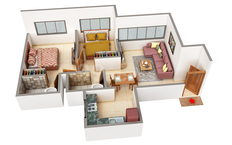 2 BHK Flats & Apartments for Sale in Mumbai (750 Sq.ft.)