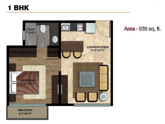 1 BHK without Balcony Apartment At Alibag, 12.23 Lac