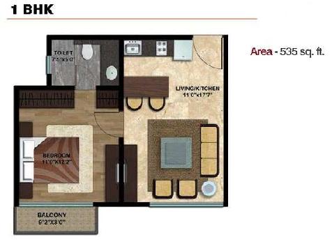 1 BHK Spacious With Balcony Apartment At Alibag, 16.47 Lac