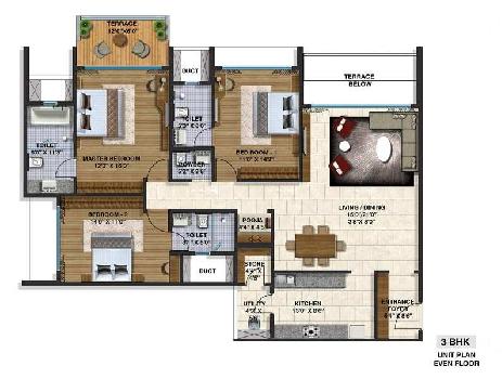 3 BHK Apartment At Pune, dehu Road, 1.23 Cr