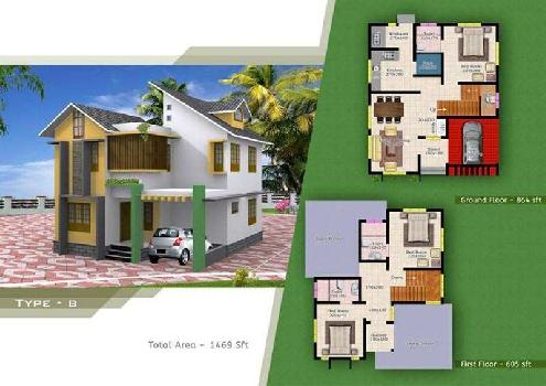 3 BHK Individual House for Sale in Sulthan Bathery, Wayanad (1610 Sq.ft.)