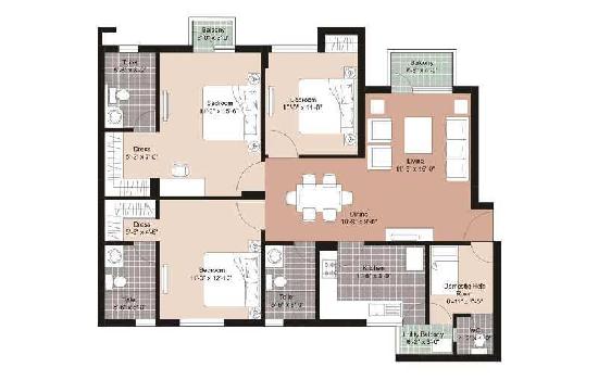 3bhk +ser (1545 sqft) at The Residences, sec 33