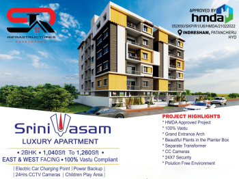 2 BHK Flats & Apartments for Sale in Indresham, Hyderabad (1040 Sq.ft.)