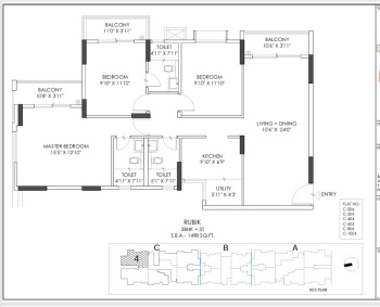 Semi furnished 3 BHK with 3 toilets available for rent at SATTVA Park Cubix