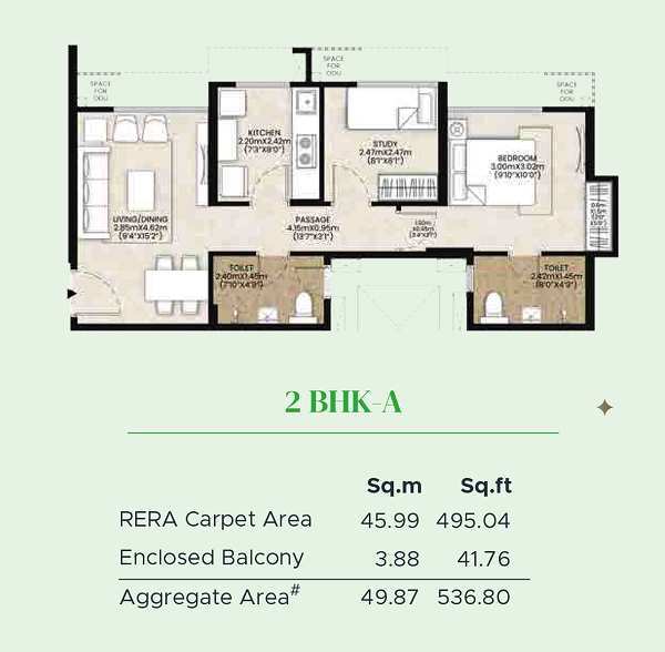 2 BHK Flats & Apartments for Sale in Kalyan West, Thane (697 Sq.ft.)