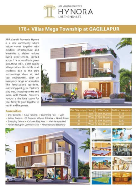 3 BHK Individual Houses / Villas for Sale in Gagillapur, Hyderabad (2115 Sq.ft.)