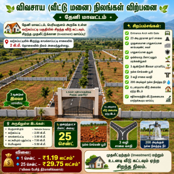 Agricultural/Farm Land for Sale in Lakshmipuram, Theni (1 Cent)