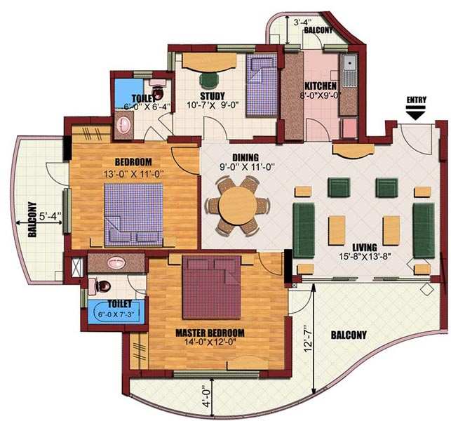 3 BHK Flats & Apartments for Sale at  Sector-93A, Noida (2200 Sq.ft.)