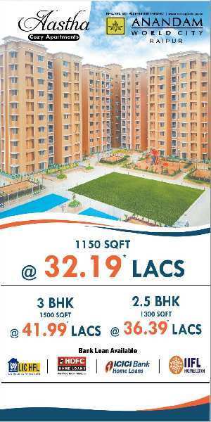 3 BHK Flats & Apartments for Sale in Kachna, Raipur (1100 Sq.ft.)