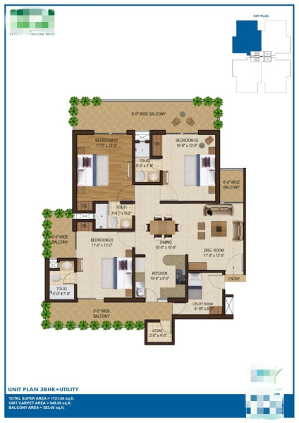 3 BHK Flats & Apartments for Sale in Peer Muchalla, Zirakpur (1721 Sq.ft.)