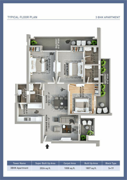 2 BHK Flats & Apartments for Sale in Mohali (1298 Sq.ft.)