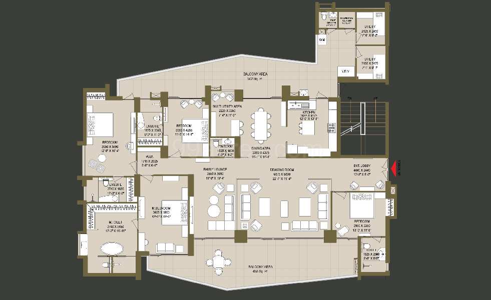 4 BHK Flats & Apartments for Sale in Sector 121, Noida (2448 Sq.ft.)