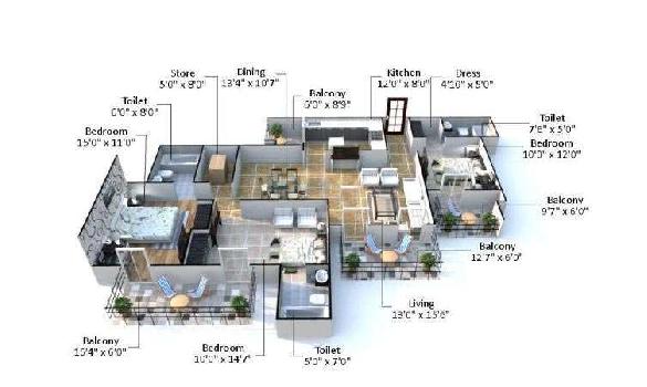 4 BHK Flats & Apartments for Sale in Gurgaon (2016 Sq.ft.)
