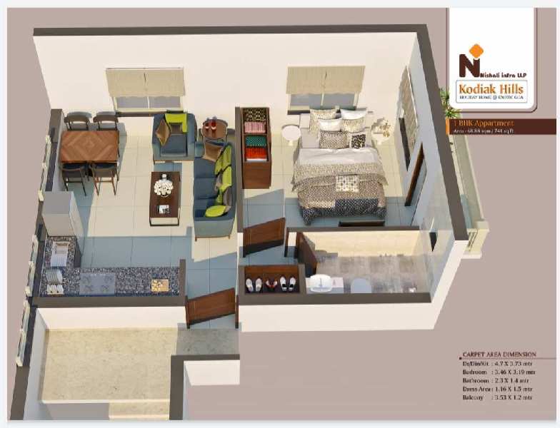 1 BHK Flats & Apartments for Sale in Sancoale, Goa (520 Sq.ft.)
