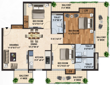 3 BHK Flats & Apartments for Sale in Gms Road Gms Road, Dehradun (1650 Sq.ft.)