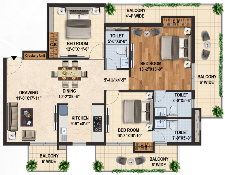 3 BHK Flats & Apartments for Sale in Gms Road Gms Road, Dehradun