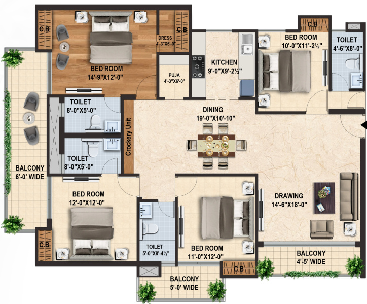 4 BHK Flats & Apartments for Sale in Gms Road Gms Road, Dehradun