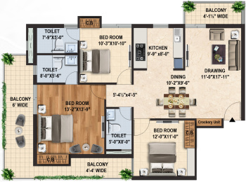 3 BHK Flats & Apartments for Sale in Gms Road Gms Road, Dehradun (2050 Sq.ft.)