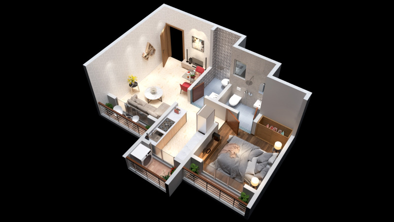 1 BHK Flats & Apartments for Sale in Kalyan West, Thane (417 Sq.ft.)