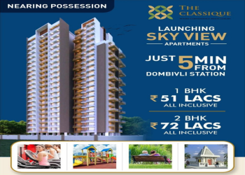 1 BHK Flats & Apartments for Sale in Dombivli East, Thane (642 Sq.ft.)