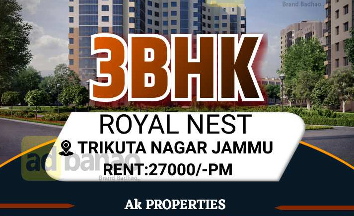 3 BHK Flats & Apartments For Rent In Channi Himmat, Jammu (1200 Sq.ft.)