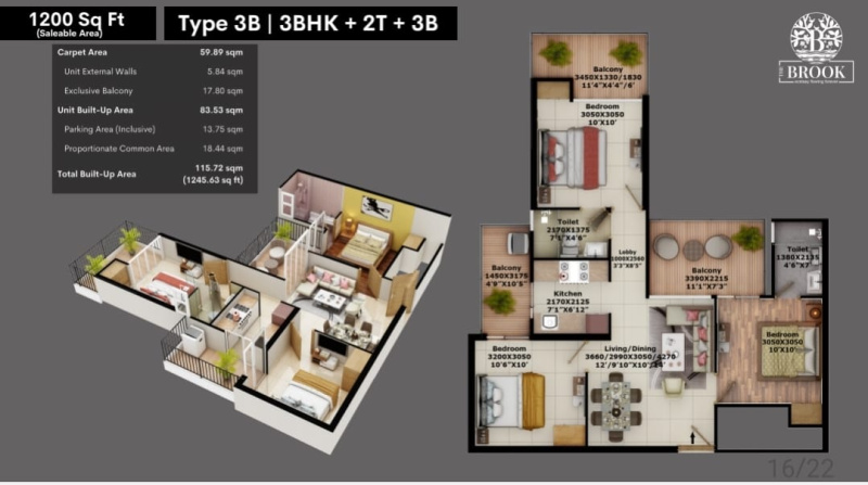 3 BHK Flats & Apartments for Sale in Sector 12, Greater Noida (1050 Sq.ft.)