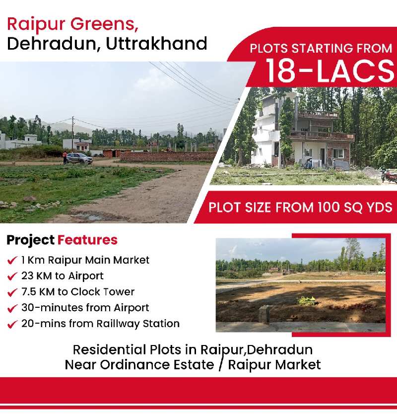 100 Sq. Yards Residential Plot for Sale in Raipur, Dehradun
