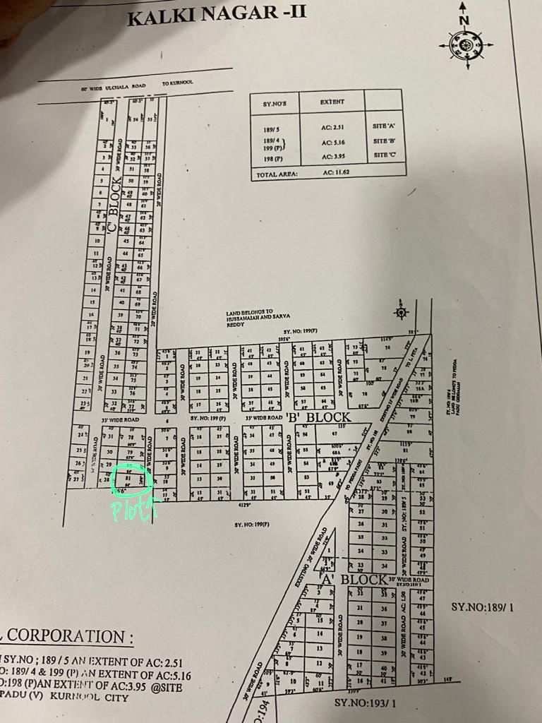 3.9 Cent Residential Plot for Sale in Kurnool Ulchala Road, Kurnool