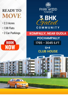 3 BHK Flats & Apartments for Sale in Kompally, Hyderabad (1765 Sq.ft.)