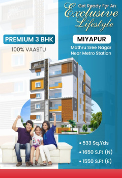 3 BHK Flats & Apartments for Sale in Miyapur, Hyderabad (1650 Sq.ft.)