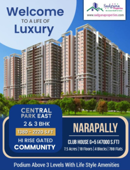 2 BHK Flats & Apartments for Sale in Narapally, Hyderabad (1380 Sq.ft.)