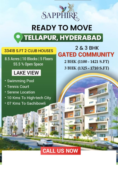 2 BHK Flats & Apartments for Sale in Tellapur, Hyderabad