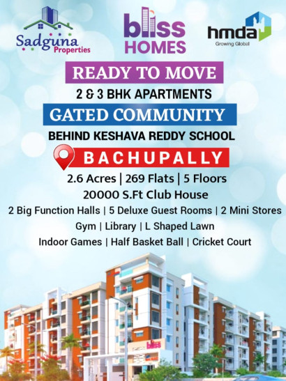 2 BHK Flats & Apartments for Sale in Bachupally, Hyderabad