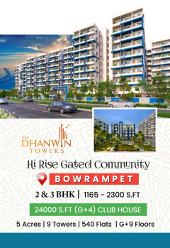 3 BHK Flats & Apartments for Sale in Bowrampet, Hyderabad (1285 Sq.ft.)