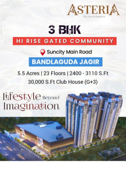 3 BHK Flats & Apartments for Sale in Bandlaguda Jagir, Hyderabad (3050 Sq.ft.)
