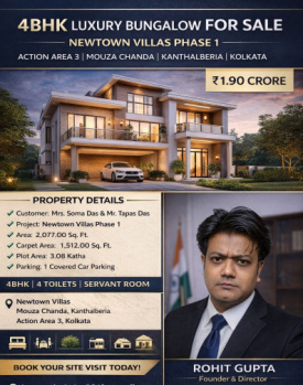 🏡 4BHK Luxury Bungalow for Sale – Newtown Villas Phase 1