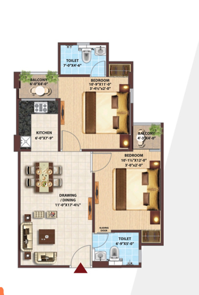 2 Bhk semi furnished flat @31.90 lac with all amenities