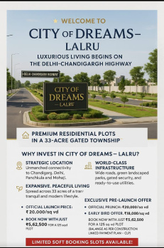 Delhi Chandigarh Highway 125 sqyard plot  Residentionl 18000 sqyard