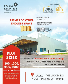 Lalur Industrial plots 500 to 40000 sqyd. Chandigarh to Delhi Highway