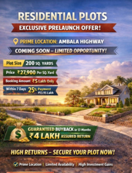 Buy Back 200 sqyd plot Ambala Highway 27900 per sqyd