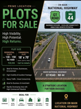 Residential Plot 130 to150 sqyd NH 44 Rajpura Amabla GT Road