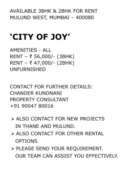 Flats & Apartments for Rent in Mulund West, Mumbai (1300 Sq.ft.)
