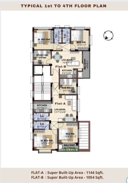 3 BHK Flats & Apartments for Sale in New Town, Kolkata (1144 Sq.ft.)