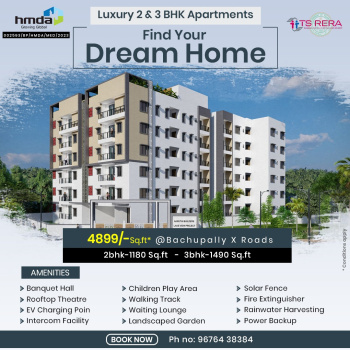 3 BHK Flats & Apartments for Sale in Hyderabad (1490 Sq.ft.)