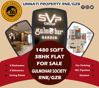 Spacious 1480 sqft 3BHK flat for sale in Ghaziabad