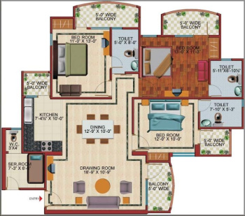 Spacious 3 BHK Flat For Sale in Raj Nagar Extension